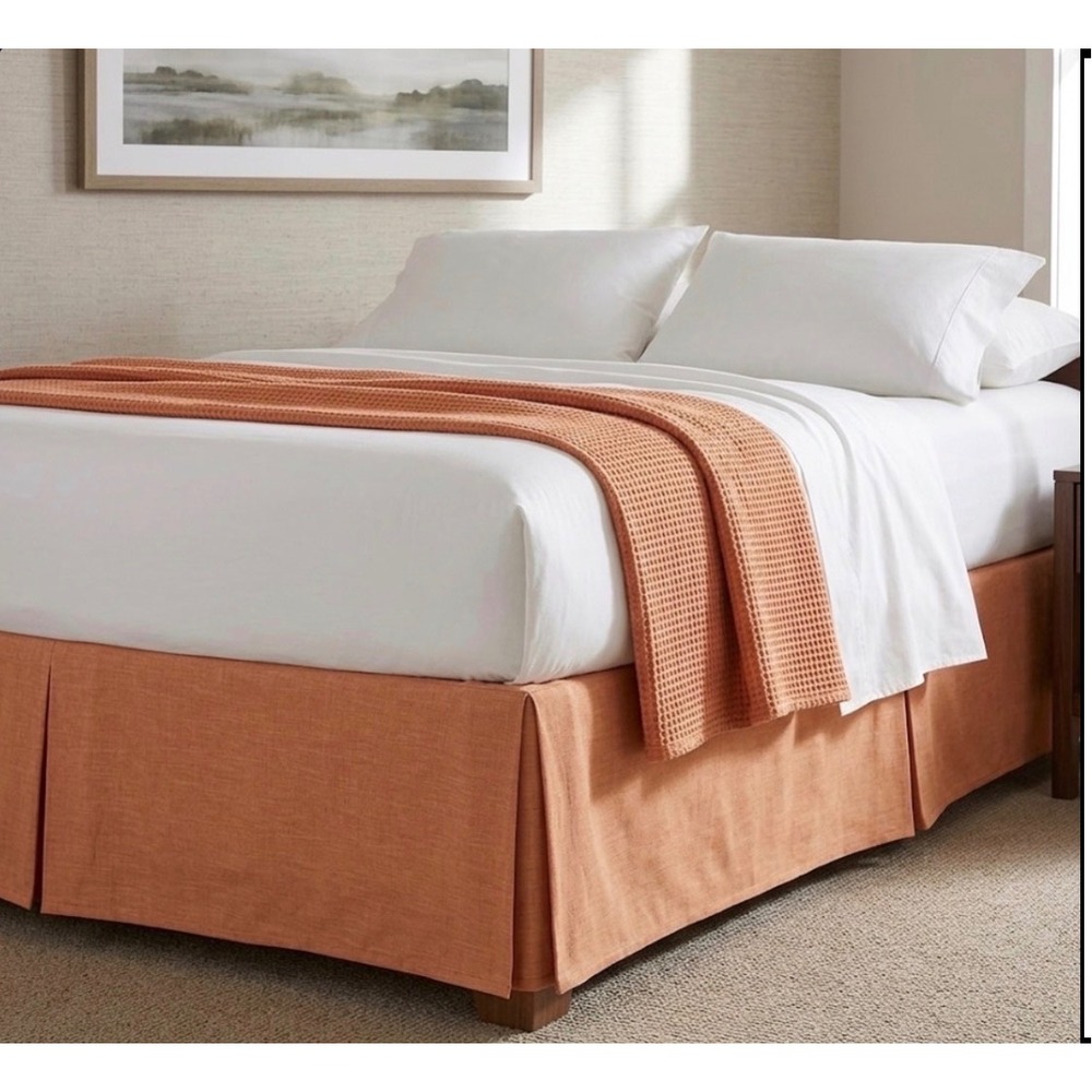 Studio D Bella Terracotta Orange NWT Tailored 18" Drop Linen‎ Look King Bedskirt